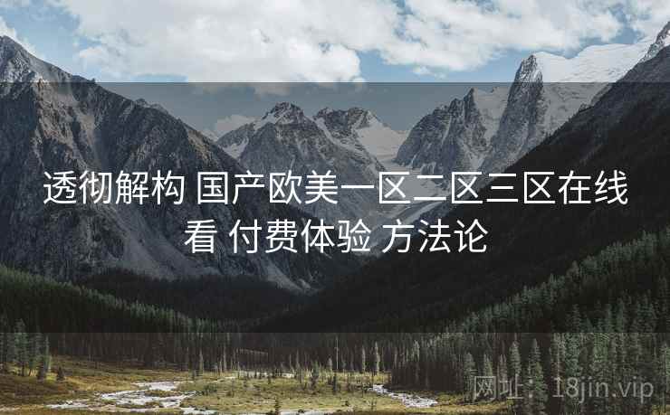 透彻解构 国产欧美一区二区三区在线看 付费体验 方法论  第1张