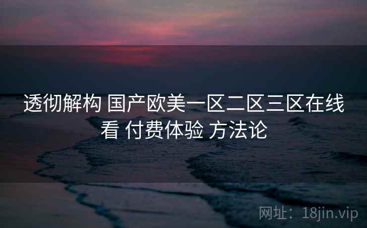 透彻解构 国产欧美一区二区三区在线看 付费体验 方法论  第2张